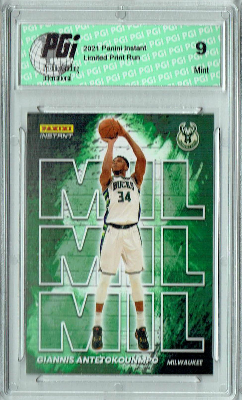 PGI 9 Giannis Antetokounmpo 2021 Panini Instant MC17 My City 1/1496 Trading Card