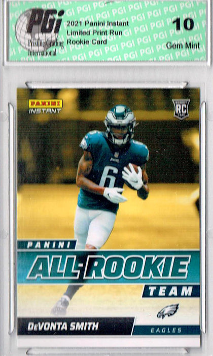 DeVonta Smith 2021 Panini Instant #ART6 All Rookie 1/911 Rookie Card PGI 10