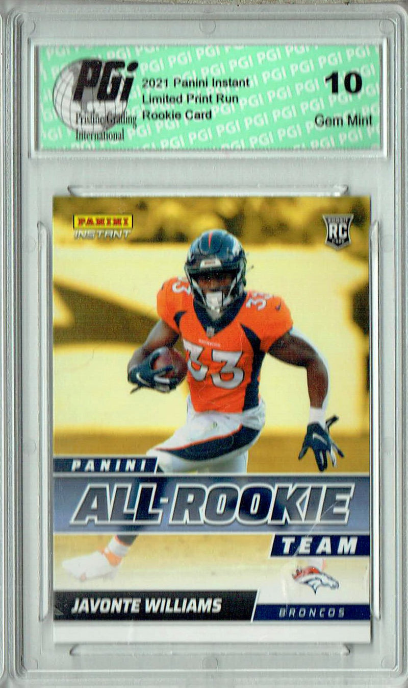 Javonte Williams 2021 Panini Instant #ART3 All Rookie 1/911 Rookie Card PGI 10