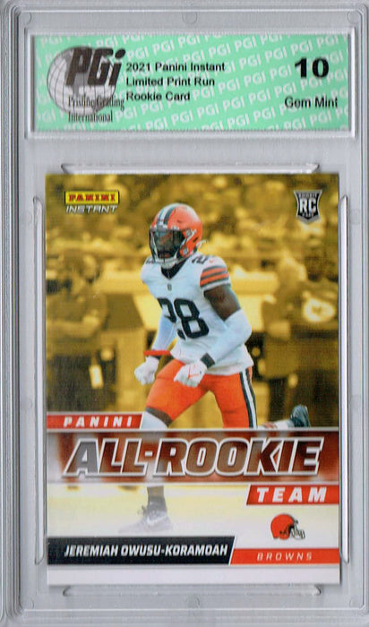 Jeremiah Owusu-Koramoah 2021 Panini Instant #ART17, 1/911 All Rookie Card PGI 10