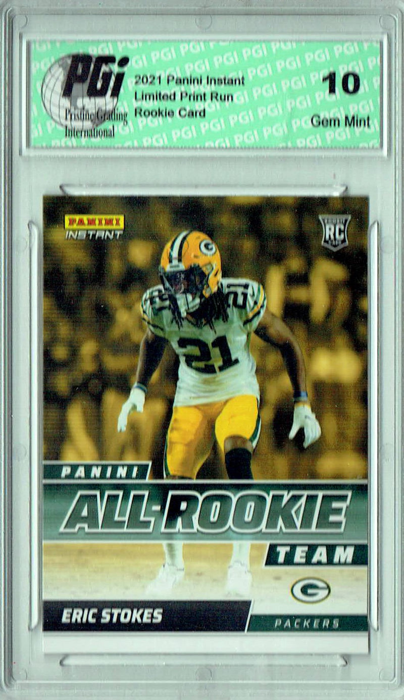 Eric Stokes 2021 Panini Instant #ART21 All Rookie 1/911 Rookie Card PGI 10