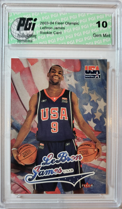 LeBron James 2003-04 Skybox/Fleer Team USA Rookie Card PGI 10 Lakers