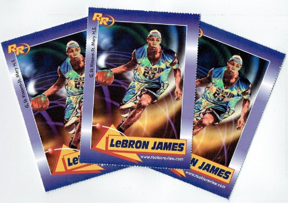 3) Lebron James 2003 Rookie Review #59 Rare High School Art Card Lot