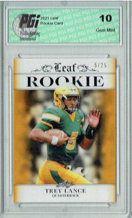 Trey Lance 2021 Leaf Exclusive #4 Gold, Jersey #5 of 25 Rookie Card PGI 10