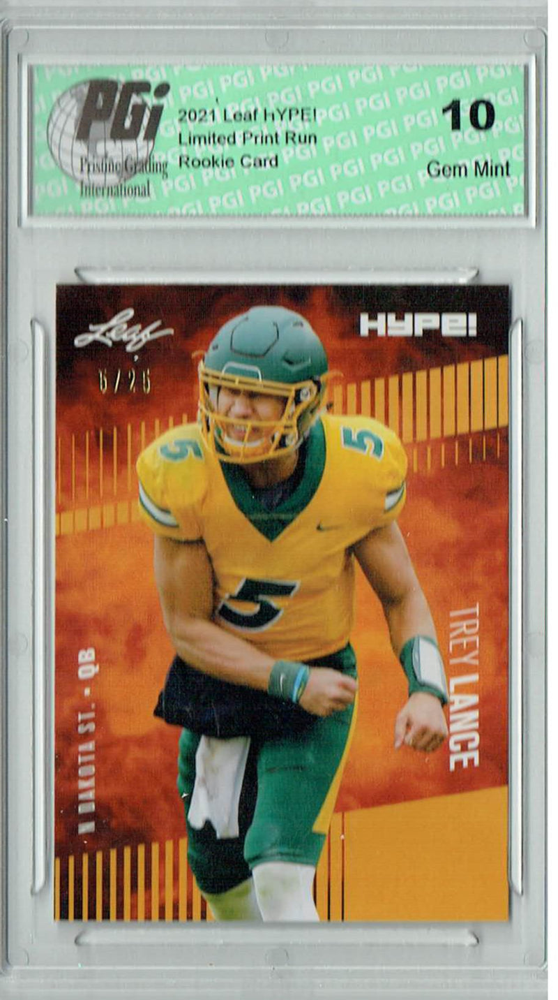 Trey Lance Rookie Card San Francisco PGI 10 Gem Mint Football Trading Card 2021 Leaf HYPE! #51 Gold, Jersey #5 of 25