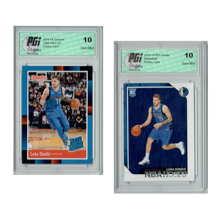 Luka Doncic 2018 Rookie Cards 2-Pack Rated Rookie Retro & NBA Hoops PGI 10