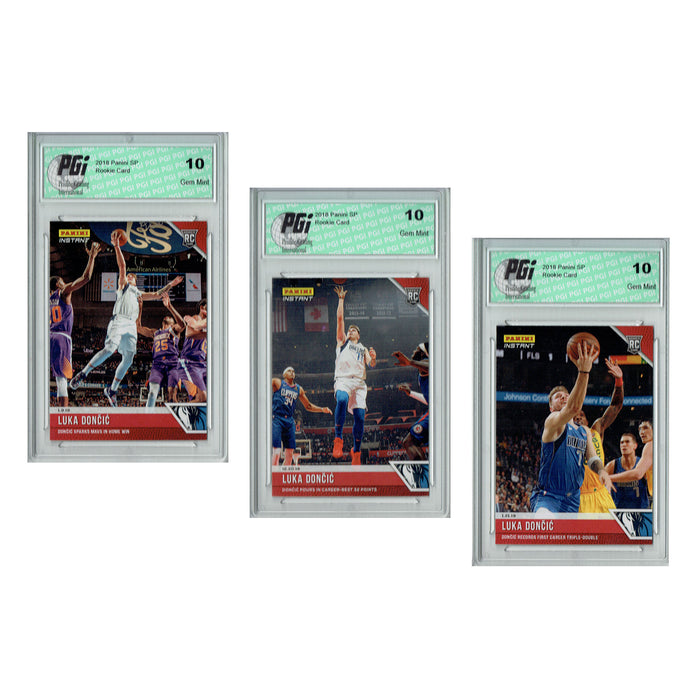 Luka Doncic 2018 Rookie Cards 3-Pack Panini Instant #58 #70 #87 PGI 10