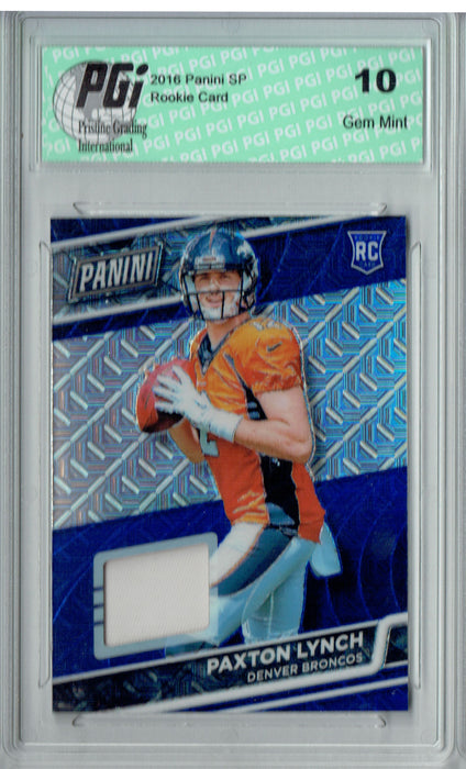 Paxton Lynch 2016 Panini Cracked Ice #14/25 Used Patch Rookie Card PGI 10