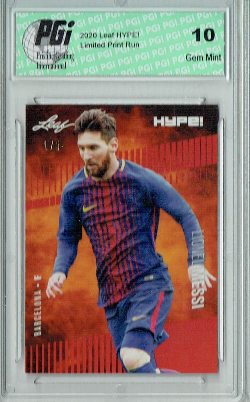Lionel Messi 2020 Leaf HYPE! #46 Red, The 1 of 5 Rare Card PGI 10