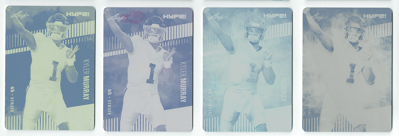 Kyler Murray 2019 Leaf HYPE! All 4) 1 of 1 Rookie Card #22 Printing Plate Lot
