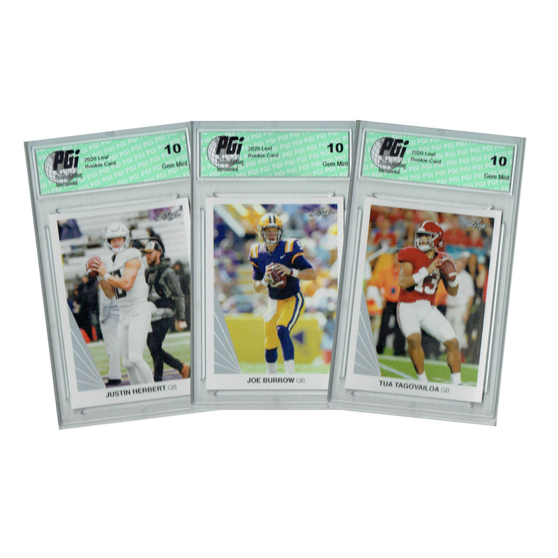 Tua Tagovailoa Rookie Card Miami PGI 10 Gem Mint Football Trading Card 2020 Leaf #2 / #1 / #3 Iconic 1990 Design SP