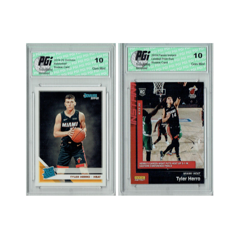Tyler Herro 2019 Donruss #212 + Panini Instant #227 Rookie Card Lot Both PGI 10