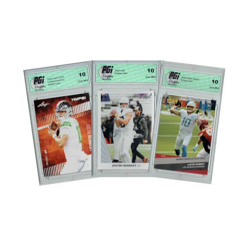 Justin Herbert Rookie Card Los Angeles PGI 10 Gem Mint Football Trading Card 2020 Leaf HYPE! #27 / #3 / #36 Only 5000 Made