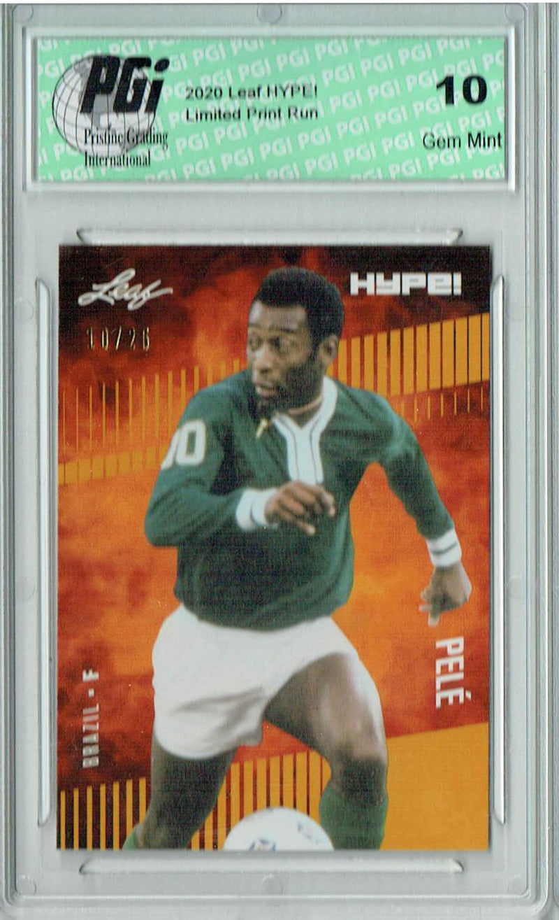 Pele 2020 Leaf HYPE! #45 Gold, Jersey #10 of 25 Rare Card PGI 10
