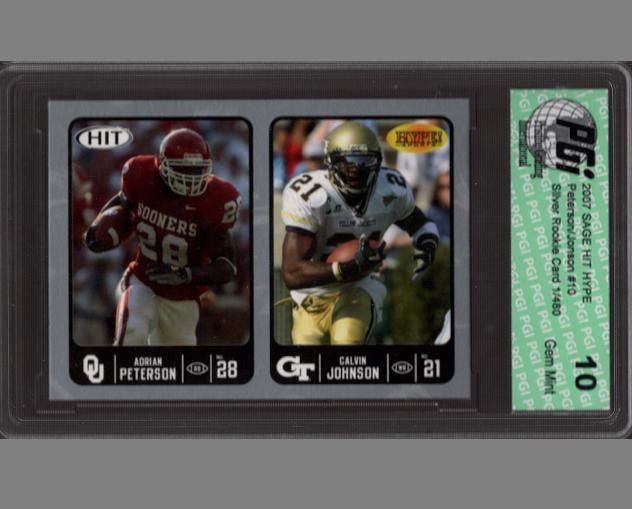 Calvin Johnson and Adrian Peterson 1 of 480 Made Sage HYPE Hit Dual Rookie