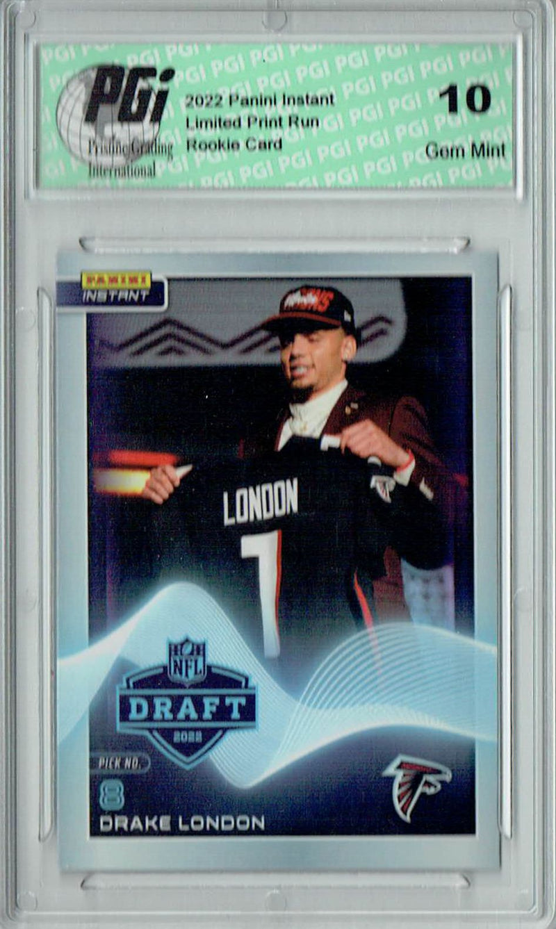 Drake London 2022 Panini Instant #8 NFL Draft 1/796 Rookie Card PGI 10