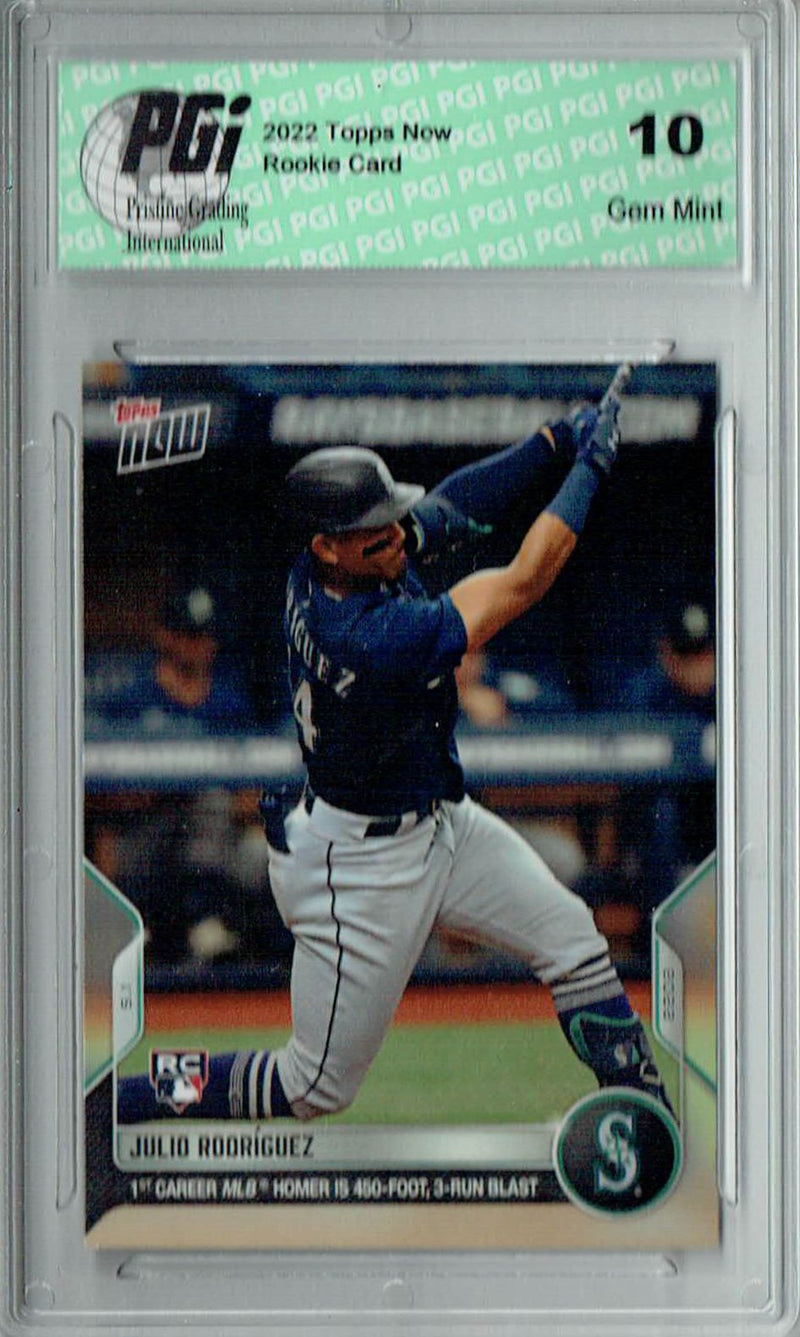 Julio Rodriguez 2022 Topps Now #112 1st MLB Homer 1/5793 Rookie Card PGI 10
