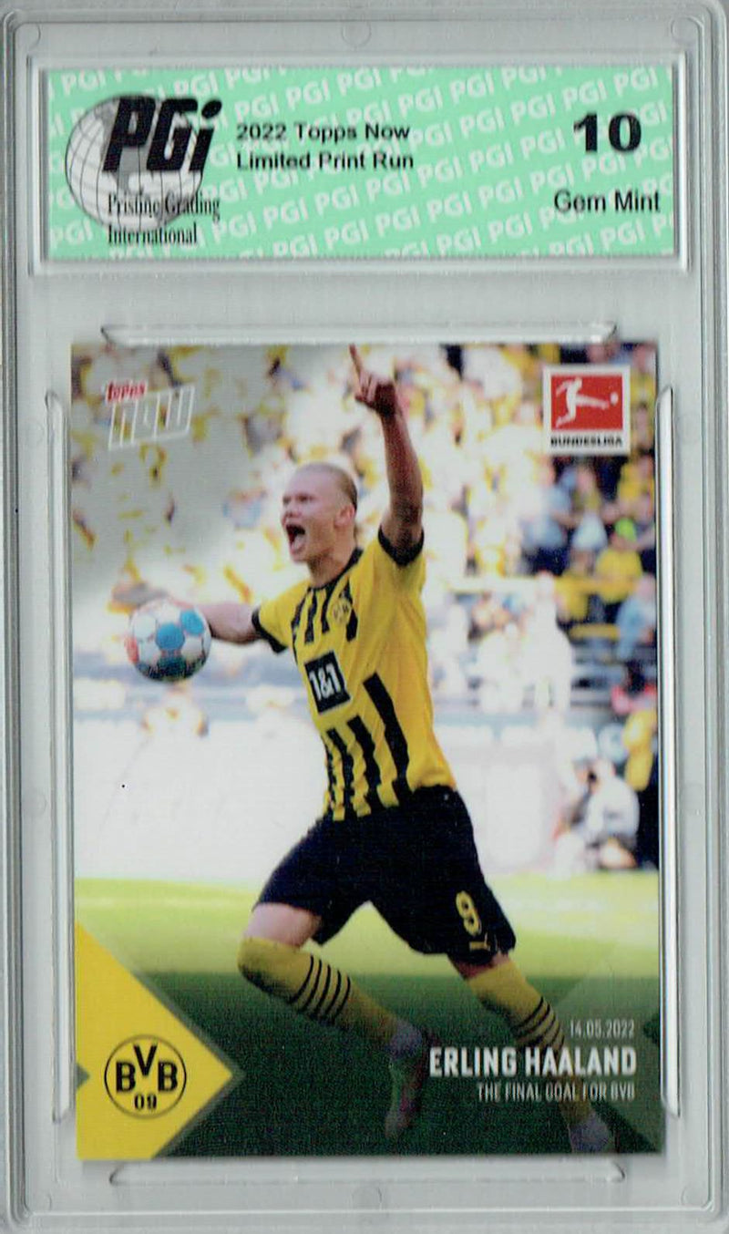 Erling Haaland 2022 Topps Now #210 Last Goal for BVB Rare Trading Card PGI 10