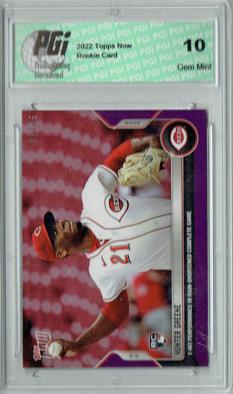 Hunter Greene 2022 Topps Now #308 Purple SP #06/25 Rookie Card PGI 10