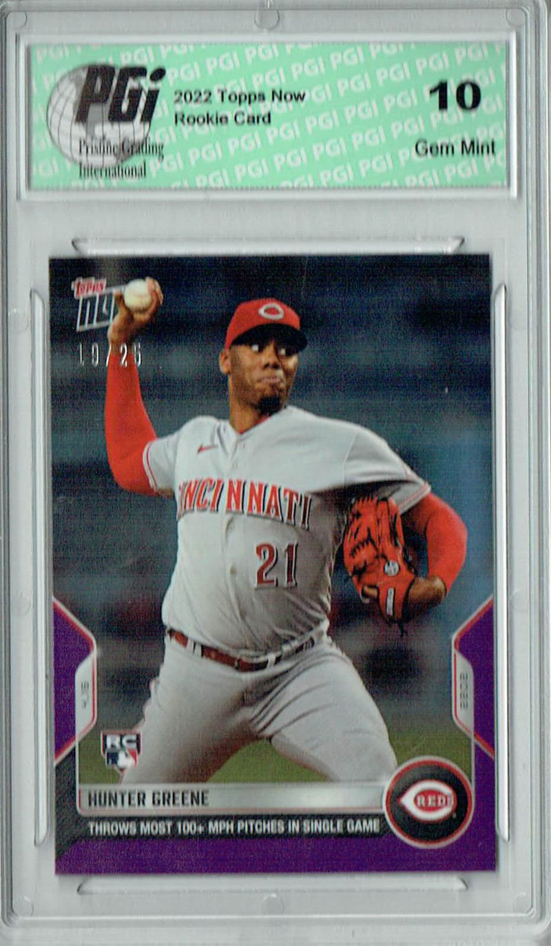 Hunter Greene 2022 Topps Now #61 Purple SP #19/25 Rookie Card PGI 10