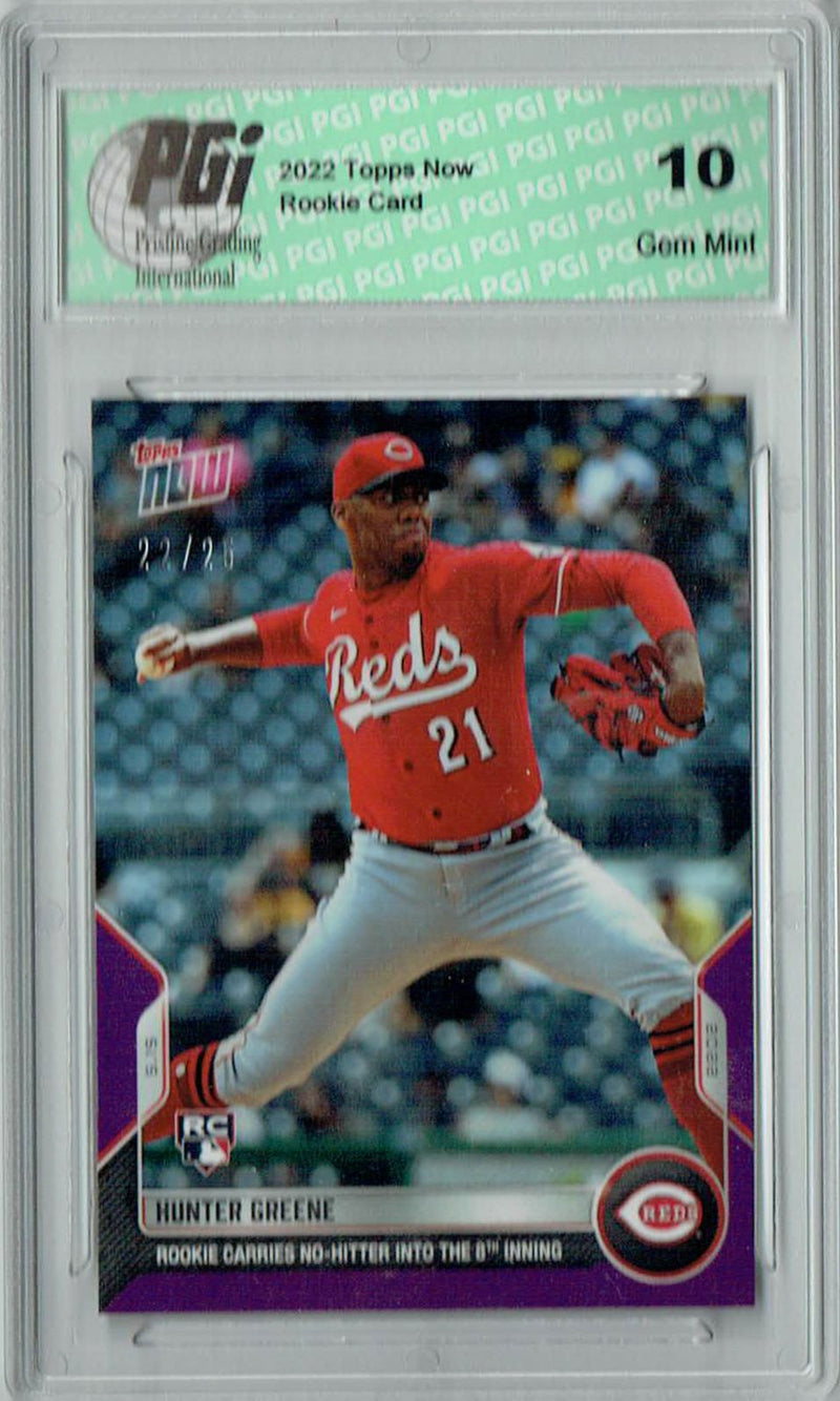 Hunter Greene 2022 Topps Now #182 Purple  SP #22/25 Rookie Card PGI 10