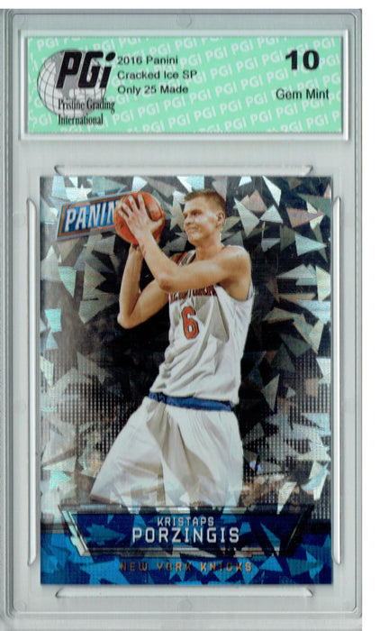 Kristaps Porzingis 2016 Panini Cracked Ice #20 Only 25 Made Rookie Card PGI 10