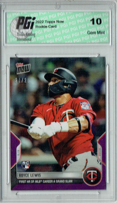 Royce Lewis 2022 Topps Now #173 Purple SP #21/25 Rookie Card PGI 10