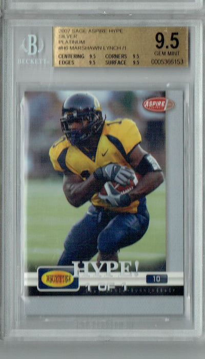 BGS 9 Mint Marshawn Lynch 2007 Sage Aspire Hype #H6 Rookie Card Bronze Gold 1/1
