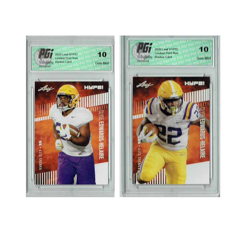 Clyde Edwards-Helaire Rookie Card Kansas City PGI 10 Gem Mint Football Trading Card 2020 Leaf #36A / #36 Only 5000 Made