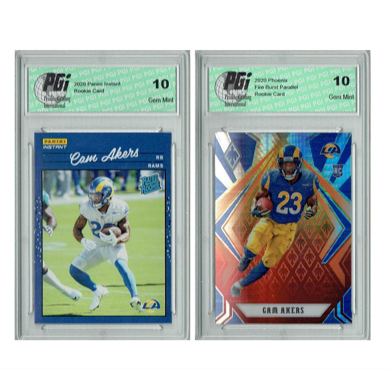 2) Cam Akers 2020 Phoenix #124 Fire Burst Panini #21 Retro Rated Rookie Card PGI
