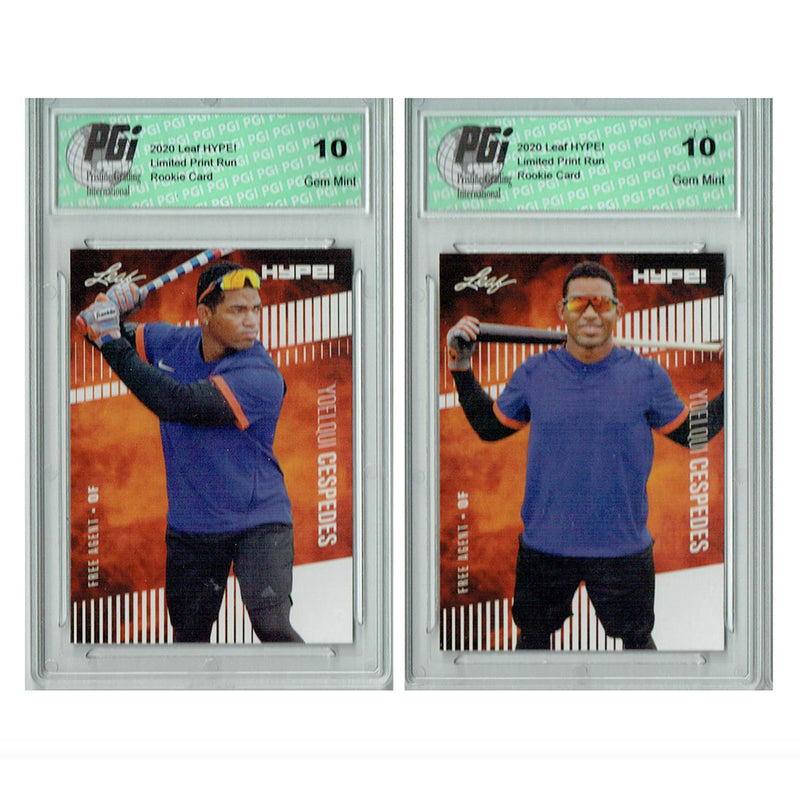 2) Yoelqui Cespedes 2020 Leaf HYPE! #42, 42A Only 5k Made Rookie Card PGI 10 Lot