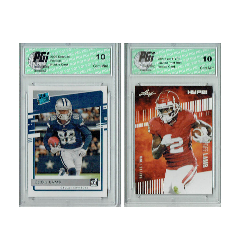 CeeDee Lamb Rookie Card Dallas PGI 10 Gem Mint Football Trading Card 2020 Leaf #306 / #35