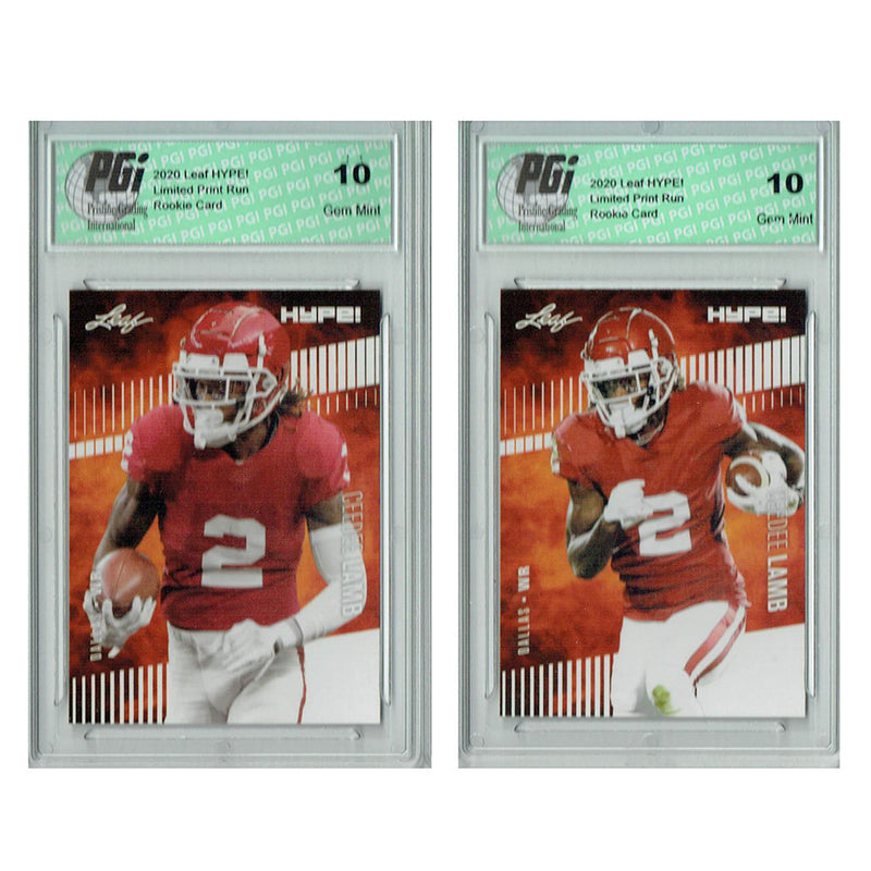 CeeDee Lamb Rookie Card Dallas PGI 10 Gem Mint Football Trading Card 2020 Leaf #35 / #35A Only 5000 Made