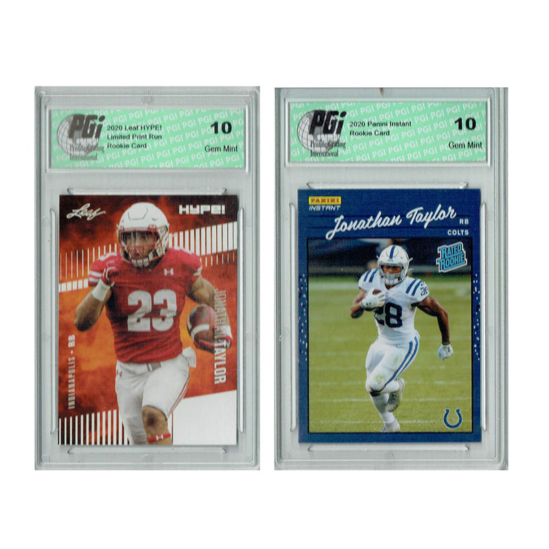 Jonathan Taylor Rookie Card Indianapolis PGI 10 Gem Mint Football Trading Card 2020 Leaf #38 / #16 Only 5000 Made and Retro 1/2044