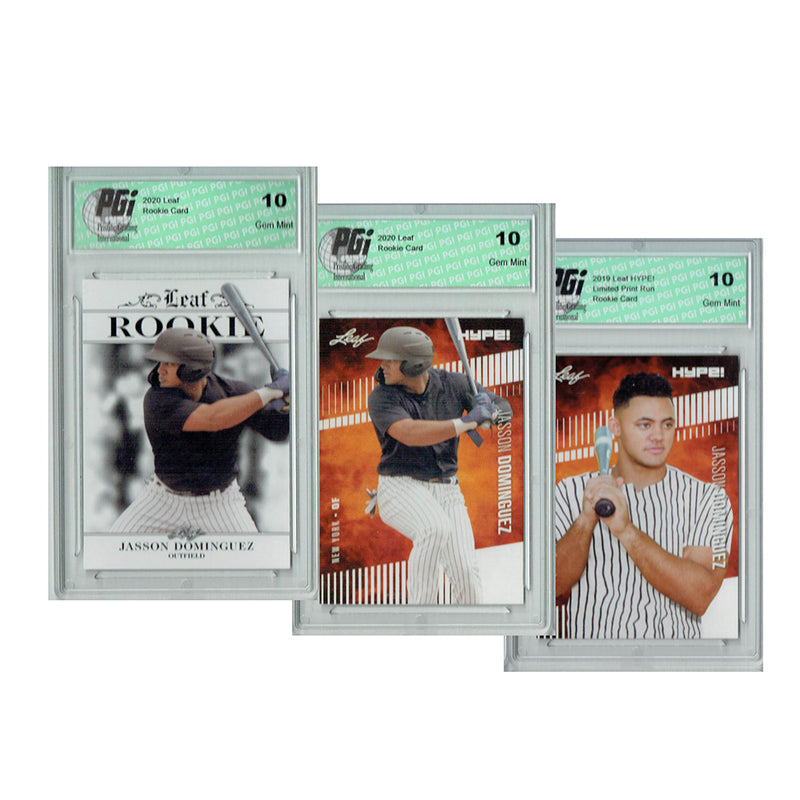 3) Jasson Dominguez 2019 Leaf HYPE #26 2020 #44 Exclusive Rookie Card PGI 10 Lot