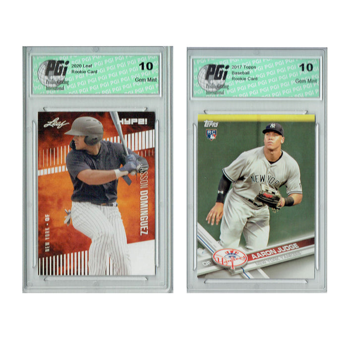 2) Jasson Dominguez 2020 Leaf HYPE #44 Aaron Judge 2017 Topps #NYY-16 —  Rookie Cards