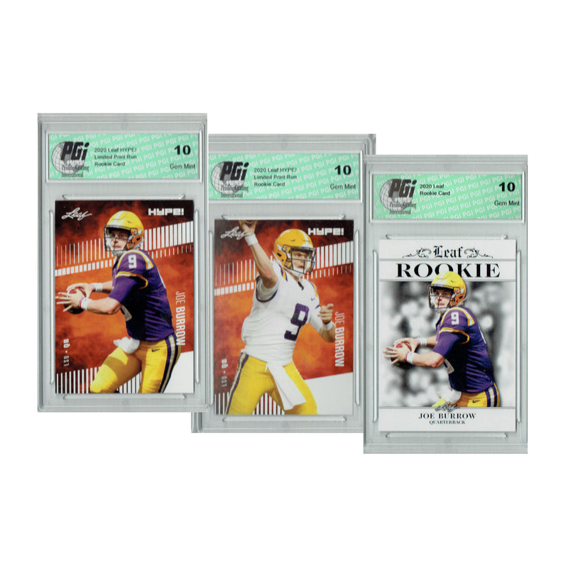 Joe Burrow Rookie Card Cincinnati PGI 10 Gem Mint Football Trading Card 2020 Leaf #30 / #2 / #30A Only 5000 Made