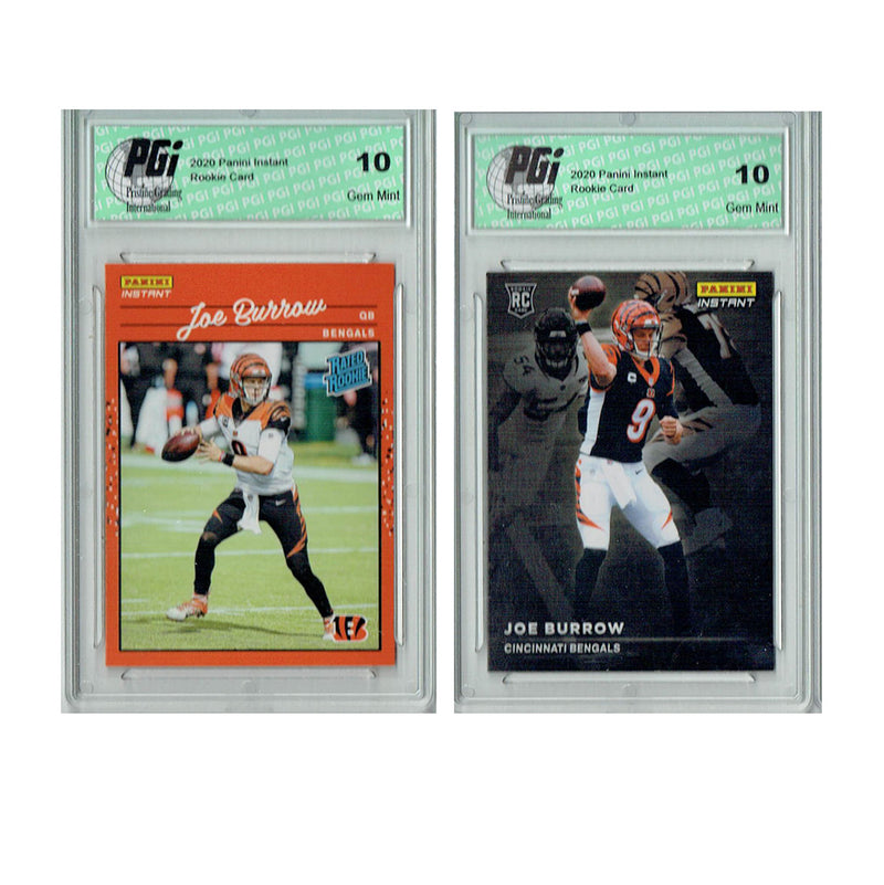 2) Joe Burrow 2020 Panini #1 Retro Rated, #RS1 Spotlight Rookie Card Lot PGI 10