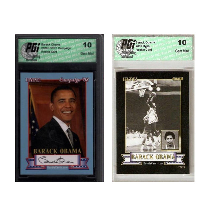 2) 2008 Barack Obama HYPE Basketball Campaign Replica Auto Rookie Card Lot PGI10