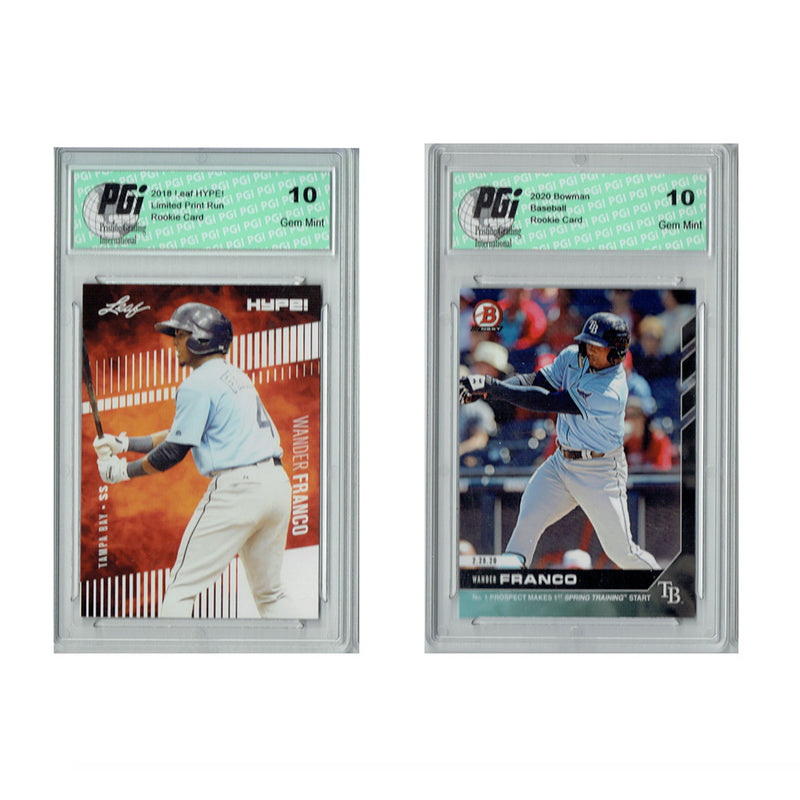 2) Wander Franco 2018 Leaf HYPE! #2, 2020 Bowman Next #WF Rookie Card Lot PGI 10