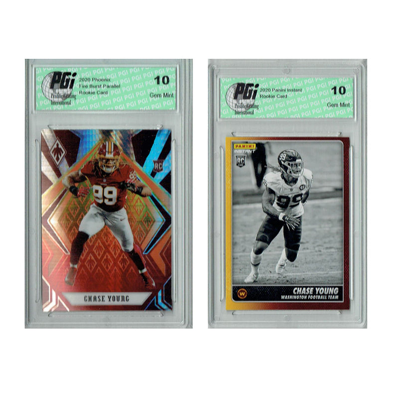 2) Chase Young 2020 Phoenix #112 Fire Burst + B&W Rookie Card Lot PGI 10