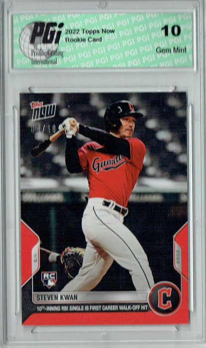 Steven Kwan 2022 Topps Now #124 Red SP #04/10 Rookie Card PGI 10