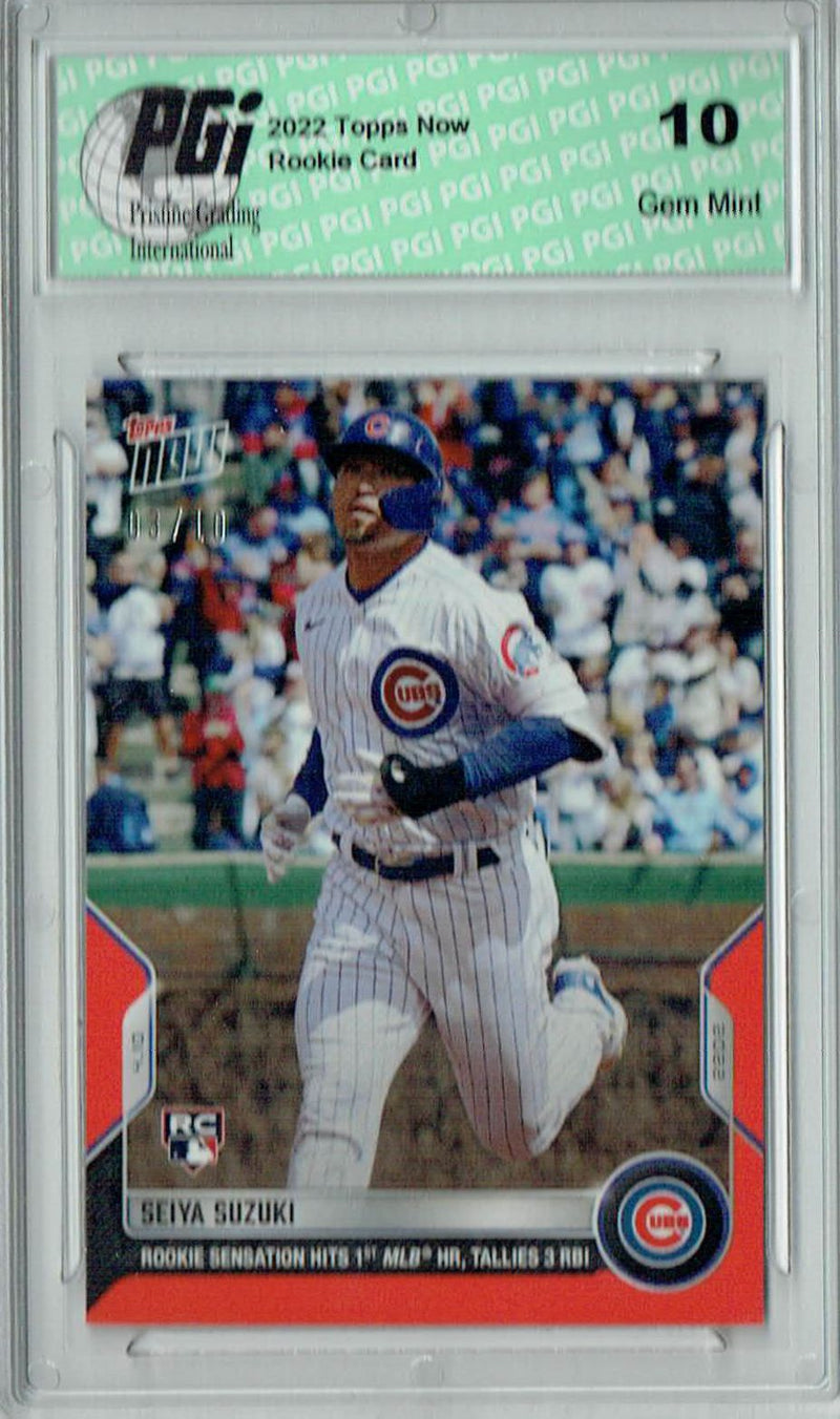 Seiya Suzuki 2022 Topps Now #28 Red SP #03/10 Rookie Card PGI 10
