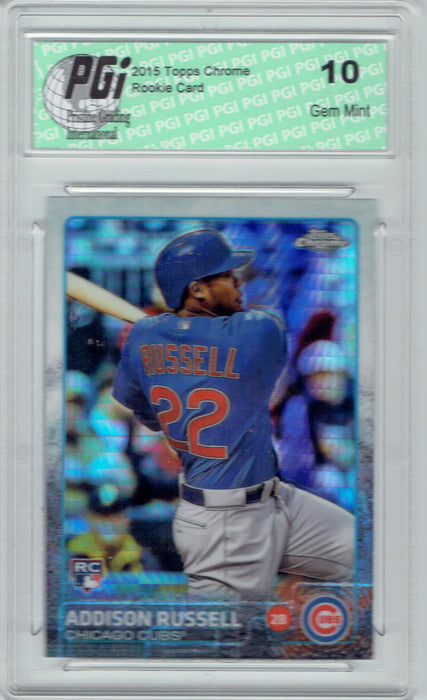 Addison Russell 2015 Topps Chrome Prism Refractor Rookie Card #24 PGI 10