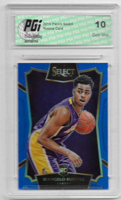 D'Angelo Russell 2015 Panini Select Blue Refractor 249 Made Rookie Card #62