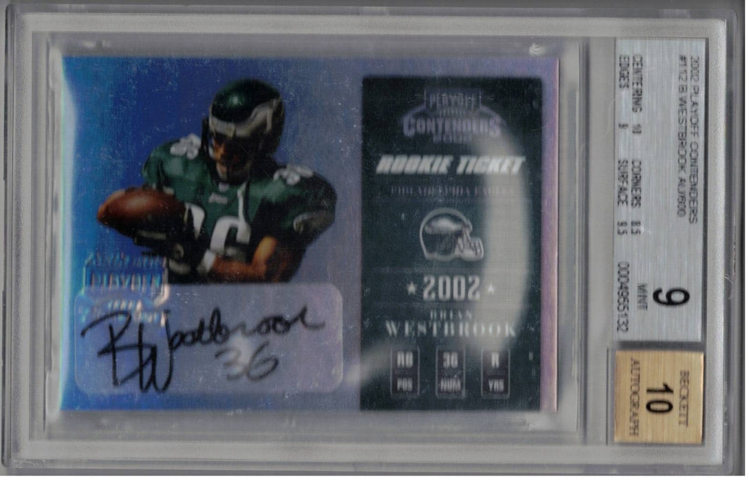 Brian Westbrook 2002 Playoff Contender #112 Auto 600 Made Rookie Card BGS 9
