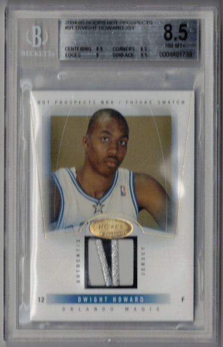 Dwight Howard 2004 Hoops Hot Prospects #91 3 Color Patch Rookie Card BGS 8.5