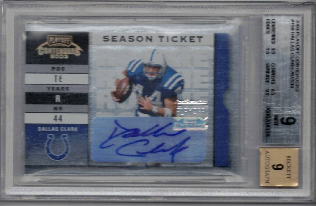 Dallas Clark 2003 Playoff Contender #150 Auto 539 Made Rookie Card BGS 9