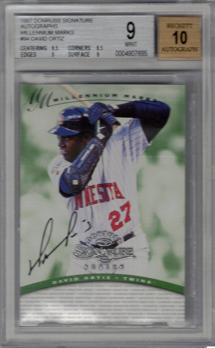 David Ortiz 1997 Donruss Signature #94 Millenium Marks Auto Rookie Card BGS 9