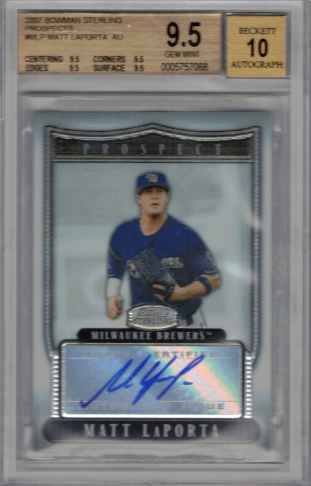 Matt Laporta 2007 Bowman Sterling Prospects #MLP Auto Rookie Card BGS 9.5